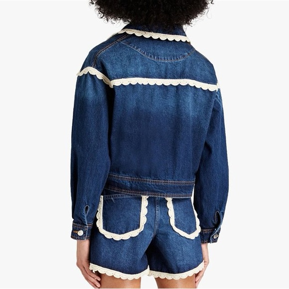 Maje Bakina Crochet Trim Denim Jacket - Picture 5 of 6